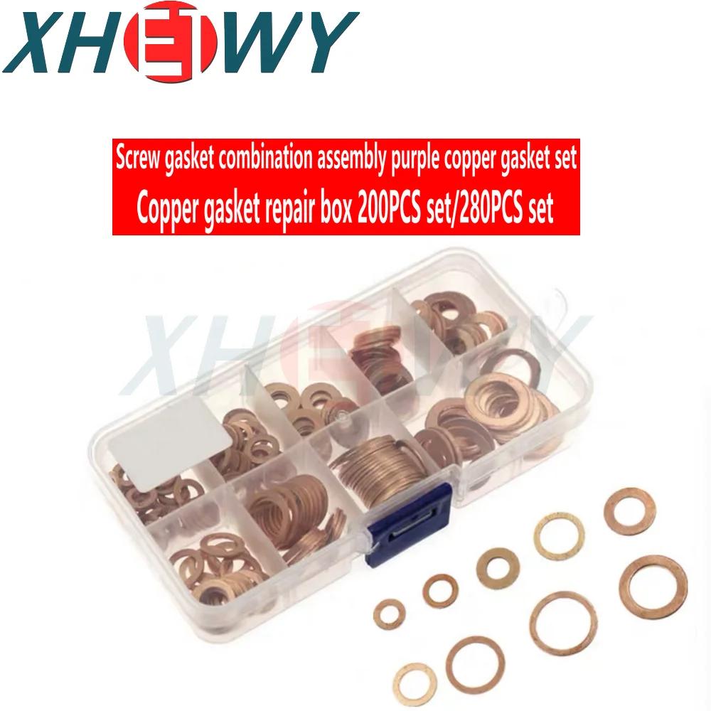 

Copper Washer Gasket Nut and Bolt Set Flat Ring Seal Assortment Kit with Box M5/M6/M8/M10/M12/M14M16/M20 for Sump Plugs