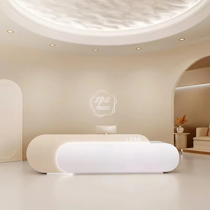 

Salon Reception Desk Counter Long Furniture Luxury Administrator Stand Bar Barber Shop Beauty Institute Receiption Party Tables