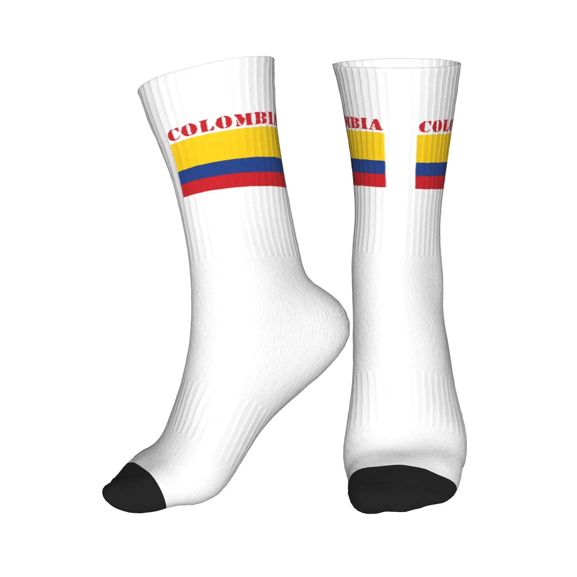 Lustige bedruckte Socken mit Kolumbien-Flagge für Damen und Herren, dehnbare Crew-Socken für Sommer, Herbst und Winter