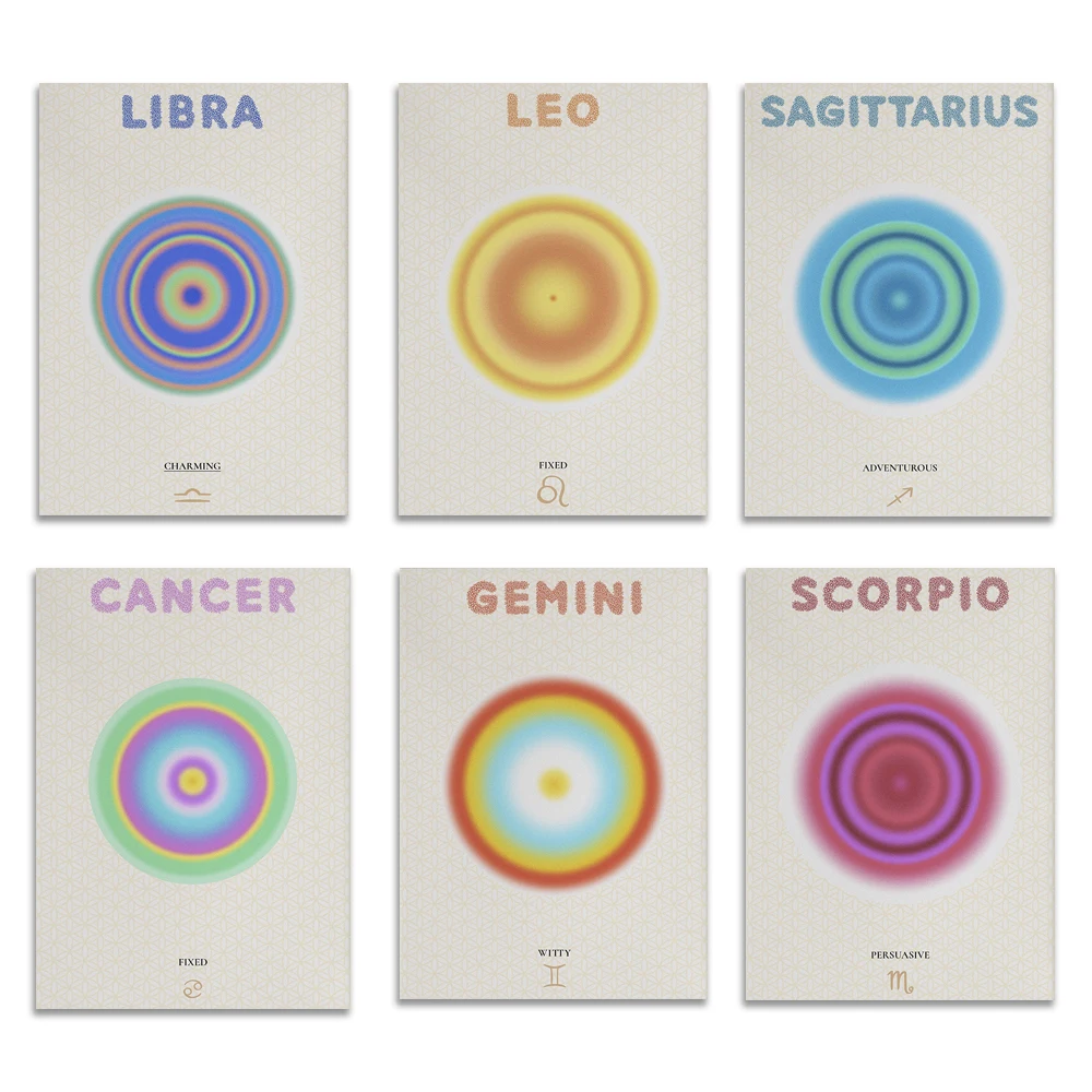 

Zodiac zodiac prints, colorful aura color energy gradient spiritual art, astrology, aura poster aesthetics room decoration gift