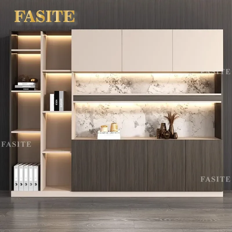 For Light Luxury Wood File Cabinet Boss Office Storage Bookcase Sub Manager Room Background Cabinet Modern Design Durable