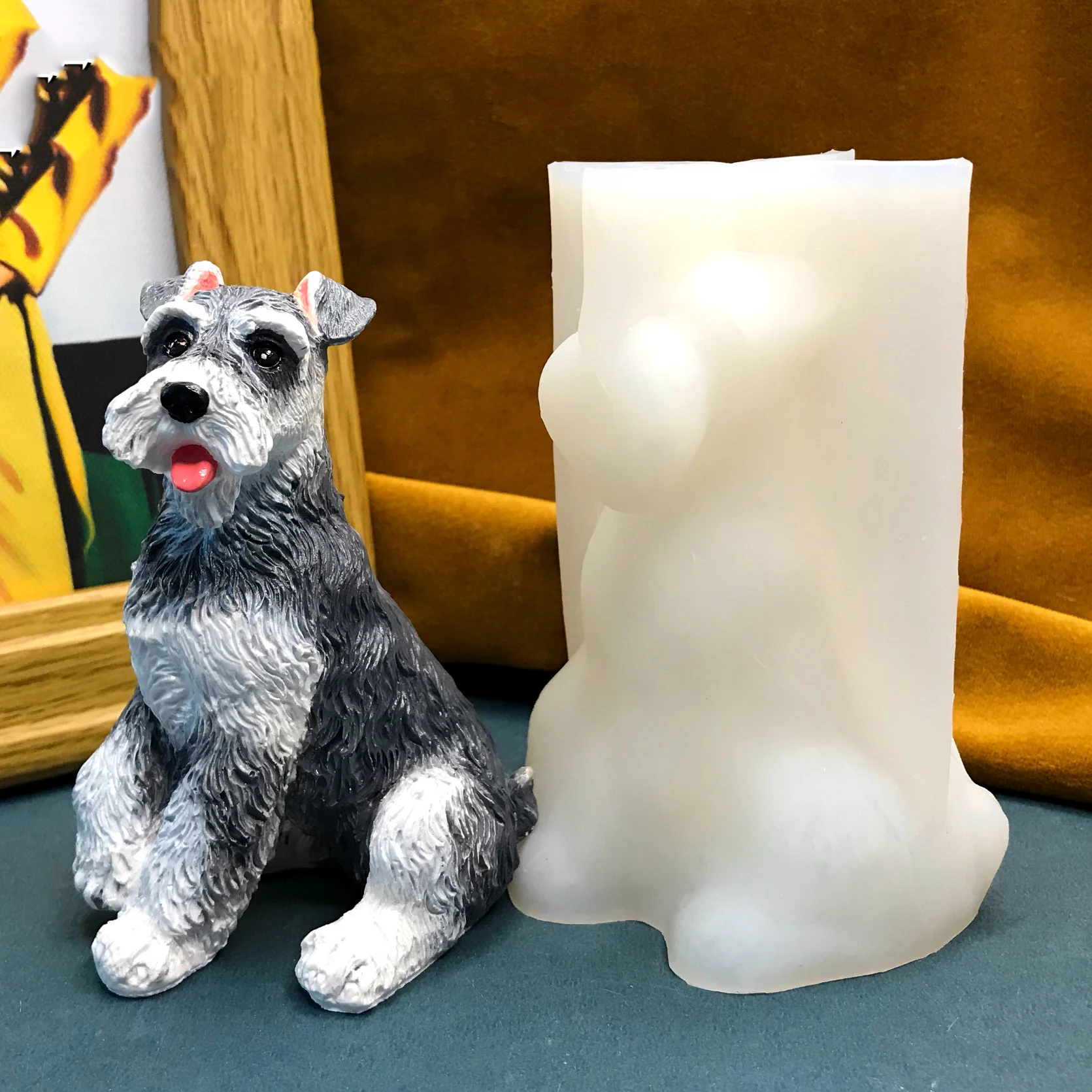 Adorable Schnauzer Epoxy Resin Molds 3D Creative Dog Home Decoration Silicone Molds Molds for Resin Animal Crafts Making Tools