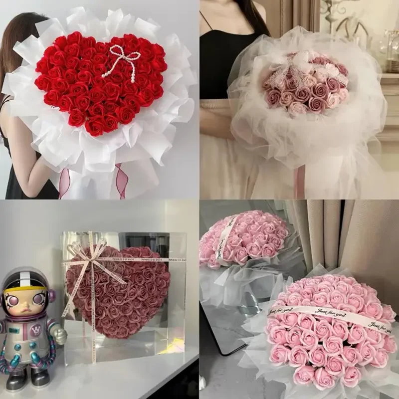 50 Stück/Los 4,5 cm künstliche Rosenblütenköpfe, künstliche Rosen für Hochzeitssträuße, Valentinstagsgeschenke, Heim- und Party-DIY-Basteldekoration – Detail 6