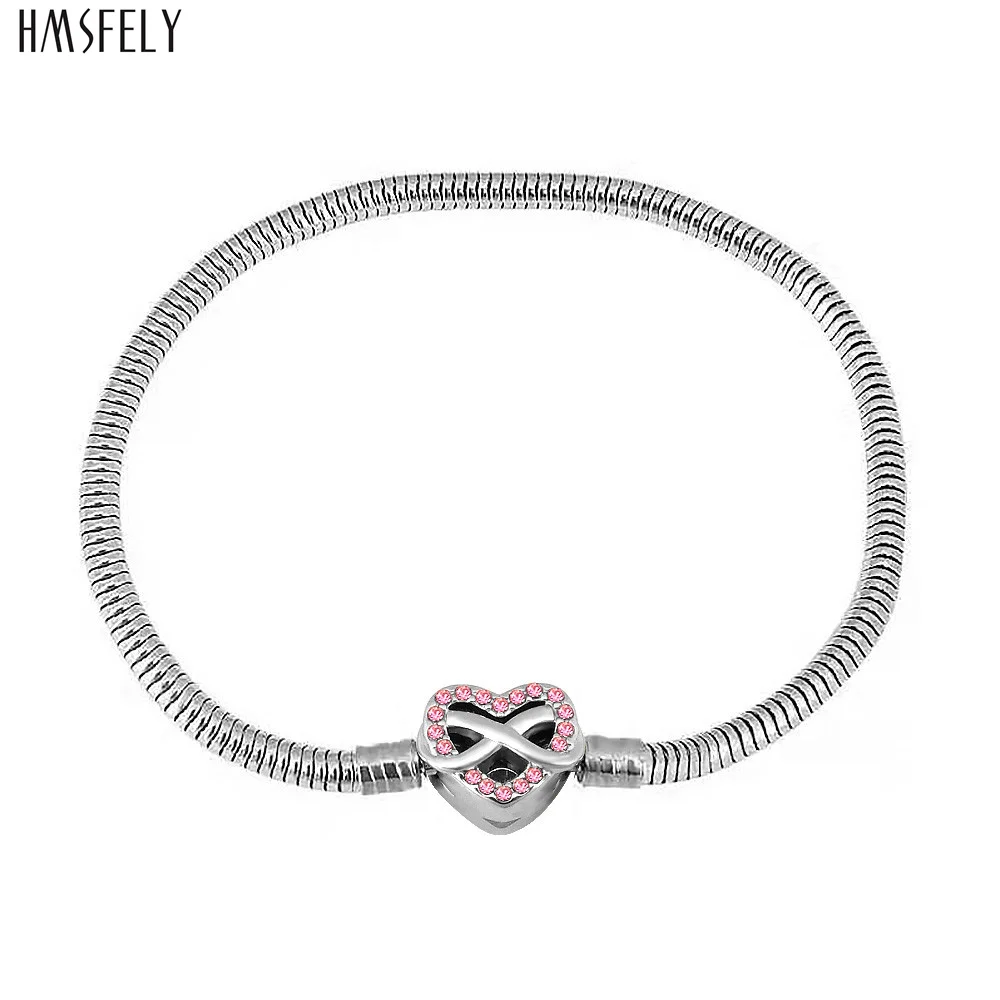 

HMSFELY 316L Titanium Stainless Steel Snake Chains Bracelet For Women DIY Charm Bracelets Accessories infinite Buckle Bracelet