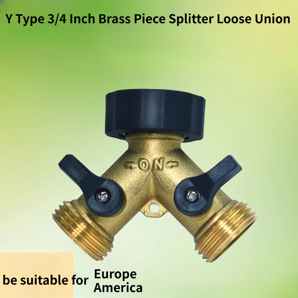 Y Type 3/4 Inch Brass Piece Splitter Loose Union  Garden Hose Splitter Watering Tap Connector Distributor For Outdoor Faucet