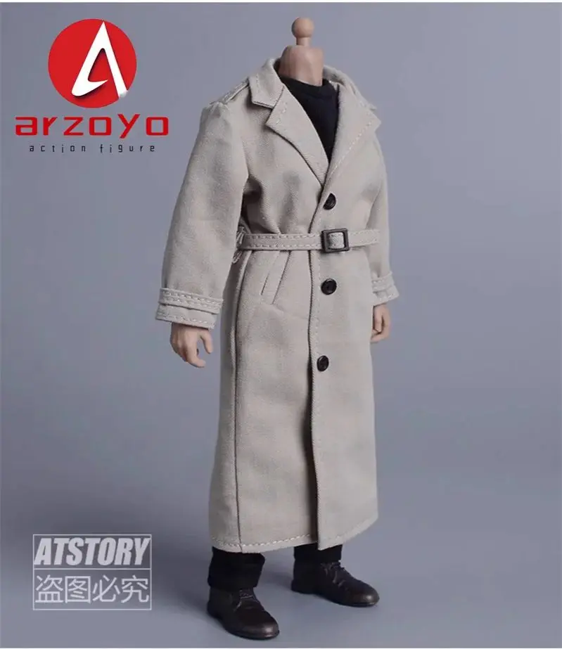 Gabardina larga informal a escala 1/12, abrigo militar británico, modelo de ropa apto para muñecas corporales de figura de acción de 6"
