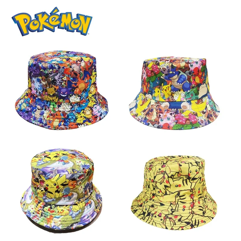 

Pokémon Pikachu Anime Full Printing Cotton Polyester Bucket Hat Printing Basin Cap Adult Travel Dress Up Decoration Gifts