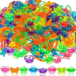 30/100PCS Children's Toys for Kids Girls Boys Glitter Plastic Rings Party Favors Assorted Colors Designs Easter Trinkets