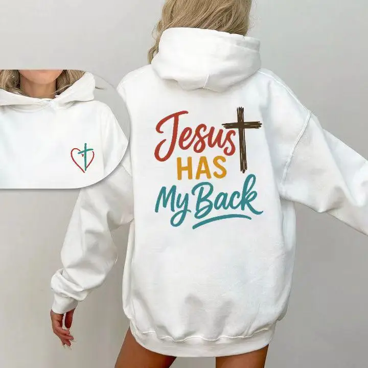 

Christian Jesus Hoodies for Women, Faith God Has My Back Sweatshirt, Religious Prayer Bible Verse Streetwear Gift