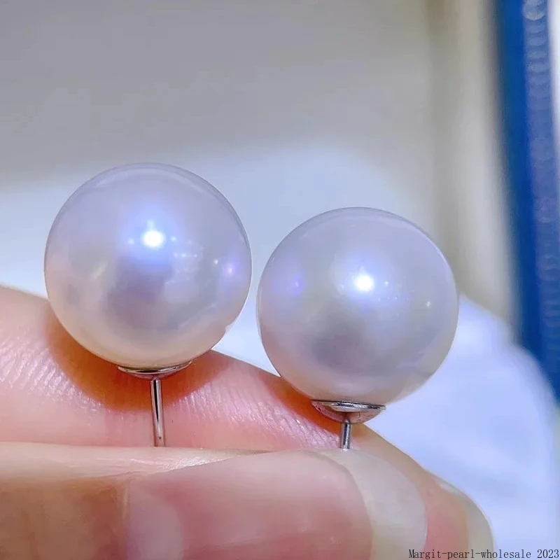 

Elegant 11-12mm Natural White Genuine Pearl Earrings for Women, 925 Sterling Silver Pearl Stud Earring Jewelry