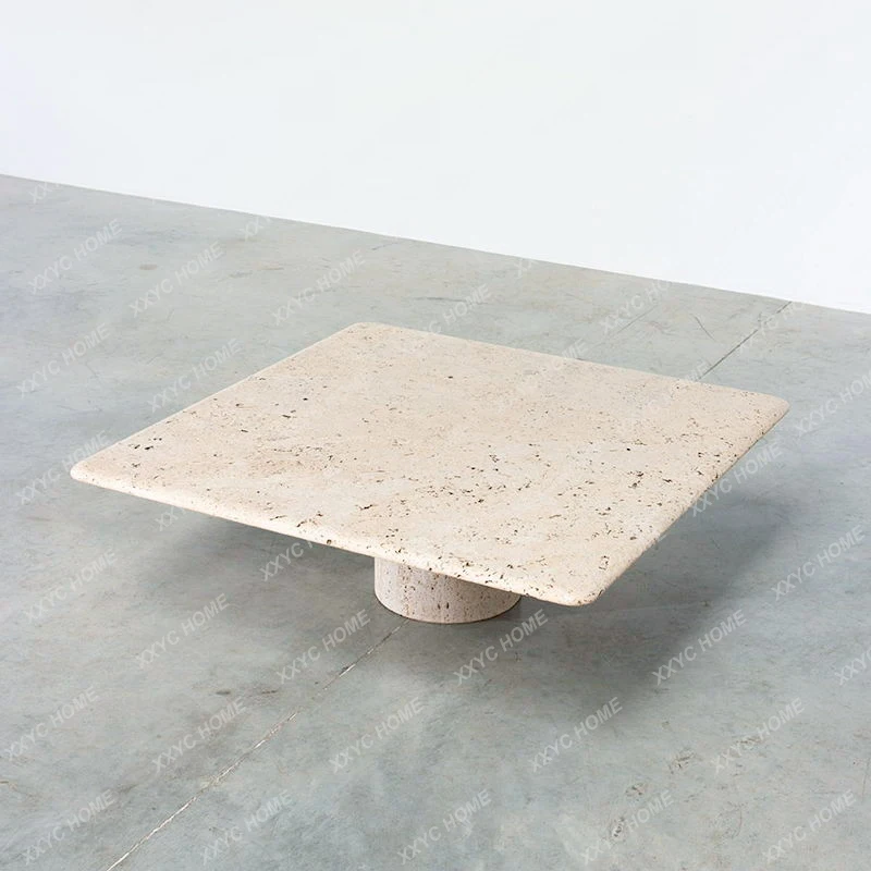 natural travertine coffee table square marble living room small apartment household light luxury small table