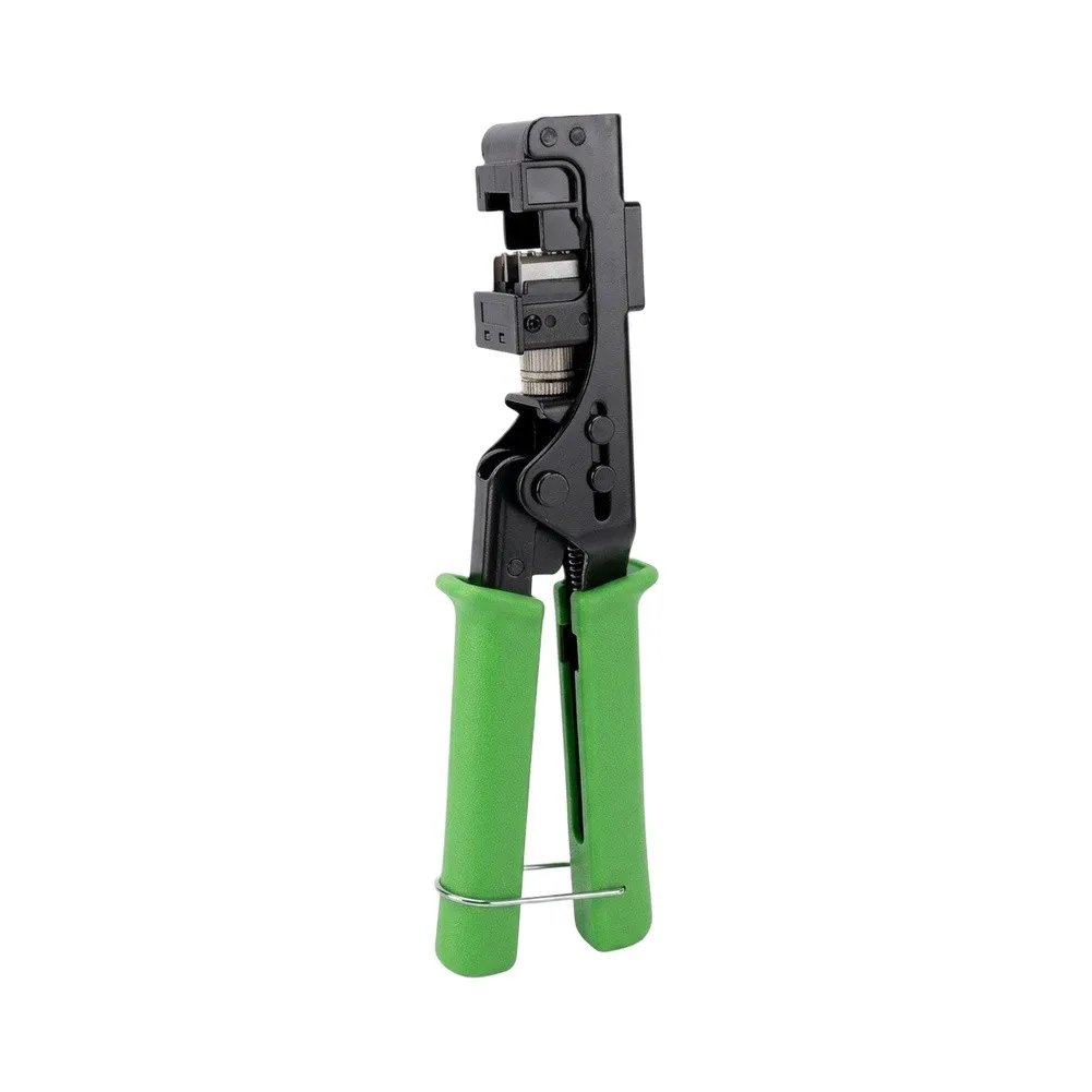 Crimping Tool for RJ45 Data Modules and Jacks with Safety Buckle Design and Optimized Ergonomics for Professional Use