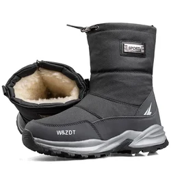 Men Winter Boots Man Outdoor Travel Snow Boots Zipper Non-slip Cotton Shoes Men Plus Velvet Keep Warm Casual Shoes Male 45 46