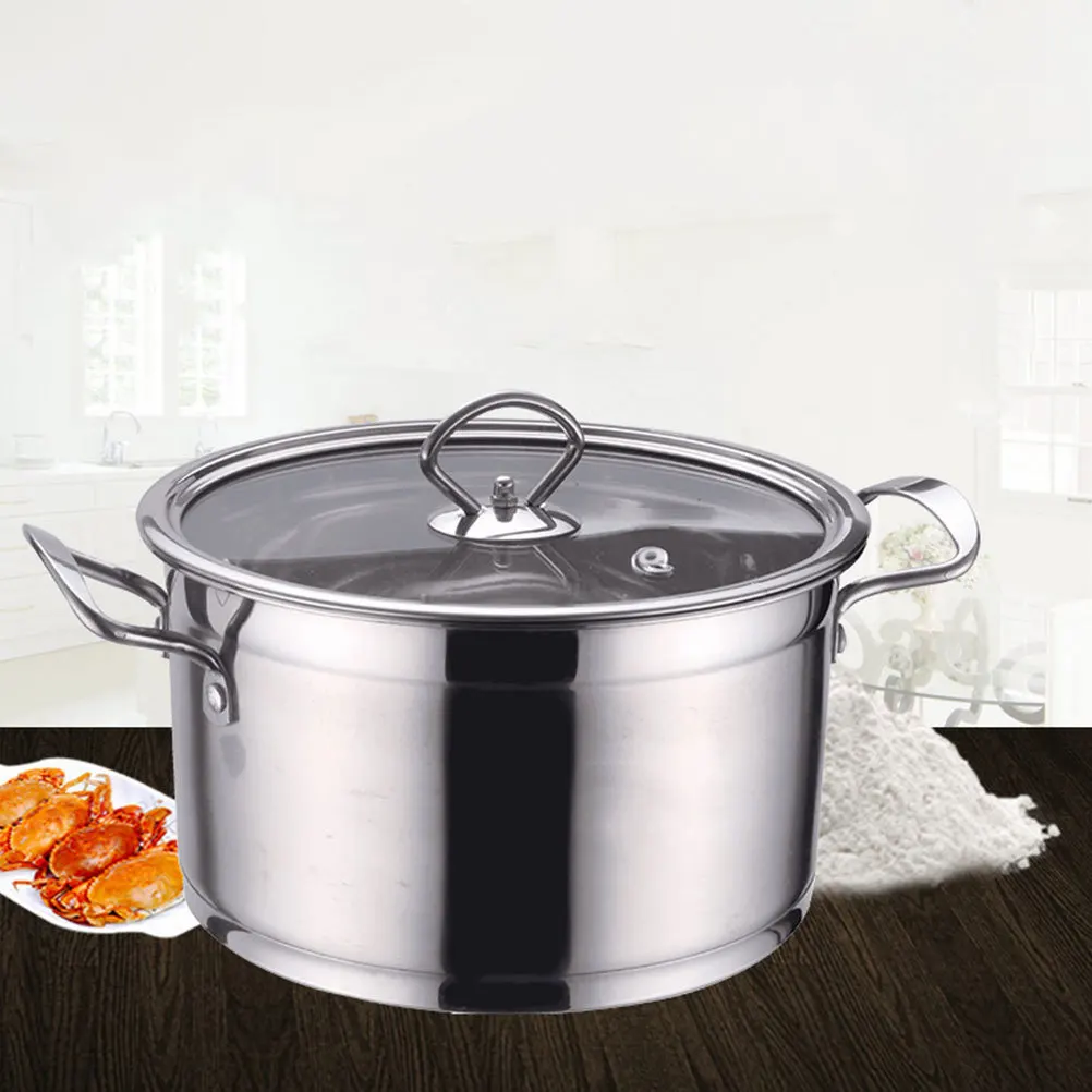 

Household Stainless Steel Stock Pot Ergonomic Handle Design for Comfort Grip Perfect for Soup Pasta Boiling Dishwasher Safe