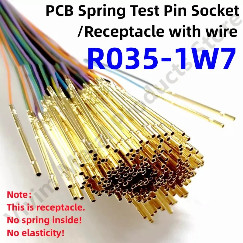 8/40/80/200PCS Spring Test Probe Receptacle Dia 0.45mm 14mm With Wire 32AWG R035-1W7 Test Needle Sleeve Socket Length 700mm