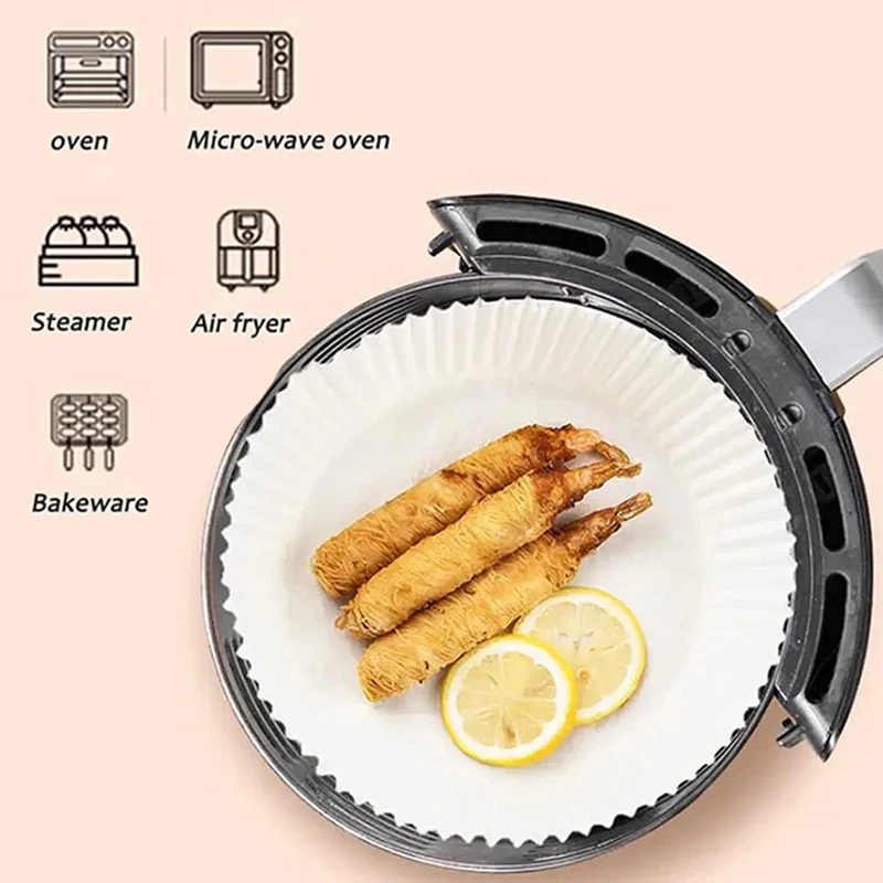 Air Fryer Parchment Paper Liners Of 50/100pcs Air Fryer Paper Liners 6/8 Inch Baking Paper for Oil-proof Bleach-Free Non-Stick