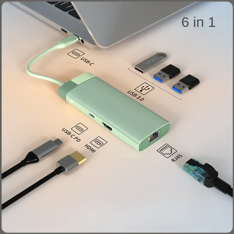 Type-c Usb Hub 3.0  RJ45 Usb Hub Adapter Macbook Splitter Extension Hub  Pc For Xiaomi Lenovo Macbook 13 15 Air