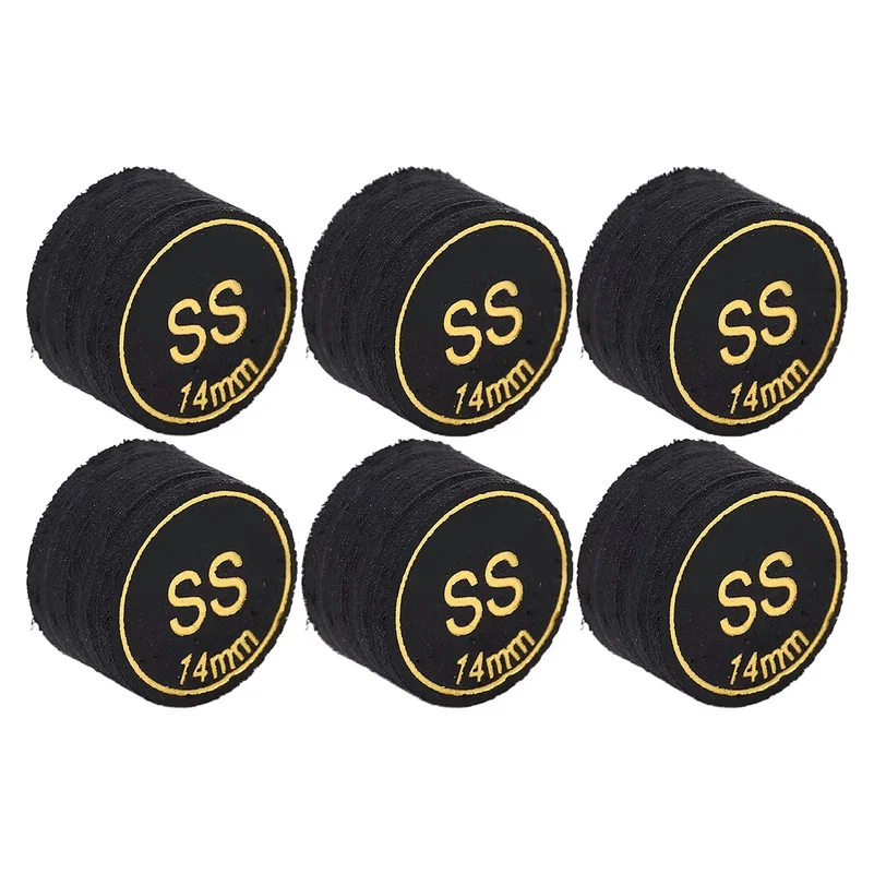 6Pcs 14MM Pool  Tips Professional Multi Layers Billiard Pool  Tips Replacement for Pool s and Snooker