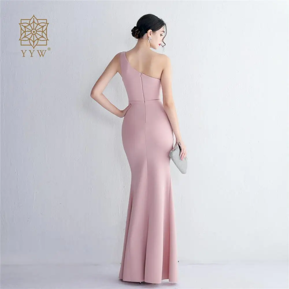 Chic And Elegant Woman Dress Single Shoulder Long Evening Dress Side Slit Hollow Party Dresses For Weddings Bridesmaids 2023