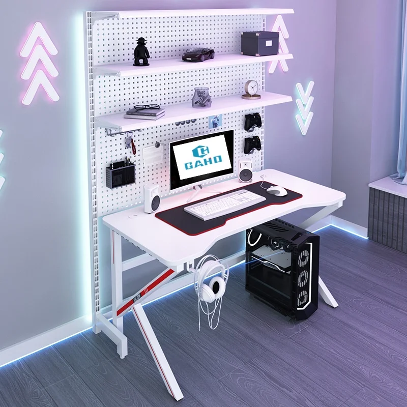 Computer Desk Shelves Gamer Table Storage Bookshelf PC Gaming Desk for Games Office Study
