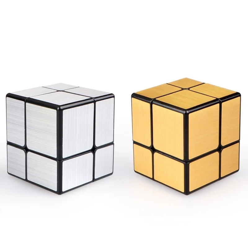 3x3x3 & 2x2x2 Mirror Shaped Rubik\'s Cube Children\'s Puzzle Toy Golden/Silver Exercise Finger Flexibility Toys For Entertainment