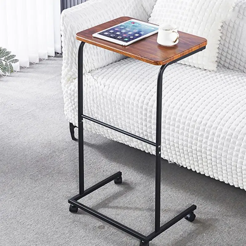 TV Tray Table With Wheels Movable Sofa Side Table Quiet Sliding Living Room End Table For High Load-bearing Capacity Home