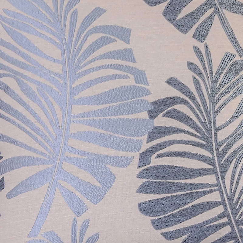 45 x 45 cm Dekokissenbezug, Blattmuster, quadratisch, dekorative Stickerei, Jacquard-Kissenbezug für Bauernhaus, Zuhause, Urlaubsdekoration, Blau – Detail 3