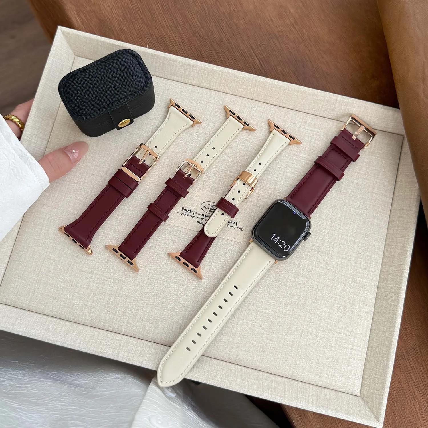 

Усовершенствованный кожаный ремешок с цветными блоками для Apple Watch Ultra 49 мм S11 S9 45/44/41/40 мм, модный женский ремешок для iwatch S10 46