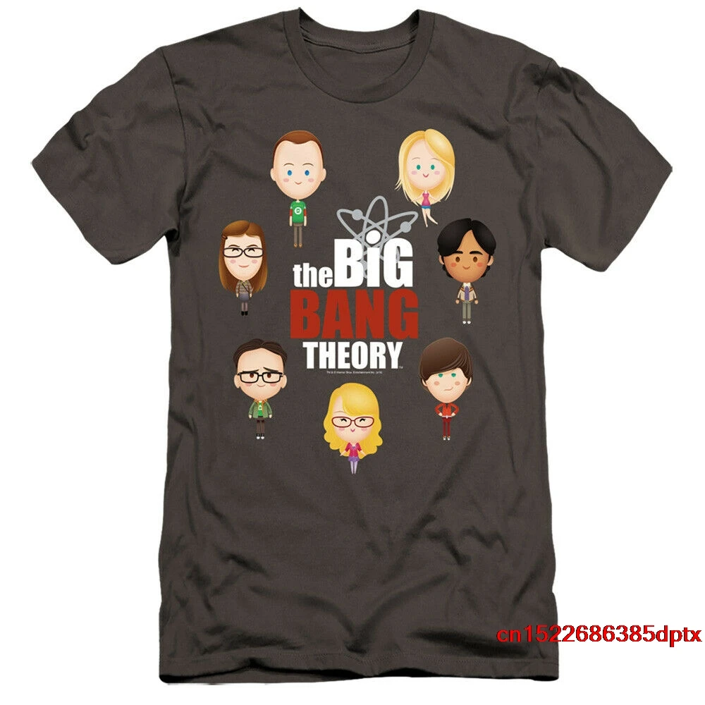 The Big Bang Theory Canvas T-Shirt Cartoon Characters Charcoal man\'s t-shirt tee