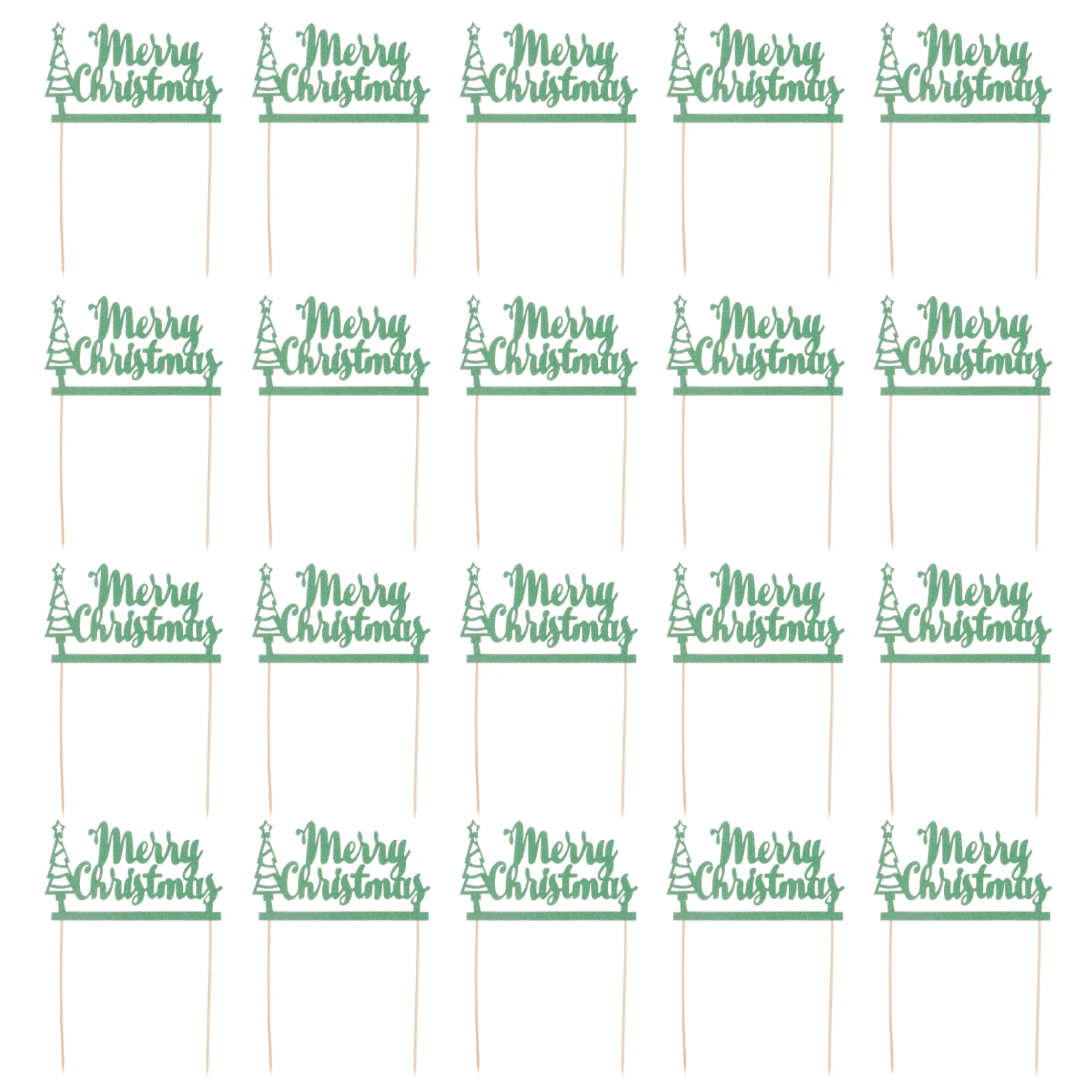 

20pcs Christmas Antler Cake Toppers Cartoon Dessert Decoration Food Picks Party Baby Shower Birthday Celebration Green Tree