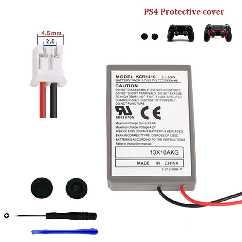 Batterie Rechargeable 3.7V 2000mah avec prise 4.5mm pour Sony PS4 CUH-ZCT1E/CUH-ZCT1U/CUH-ZCT1H, contrôleur Playstation GamePad