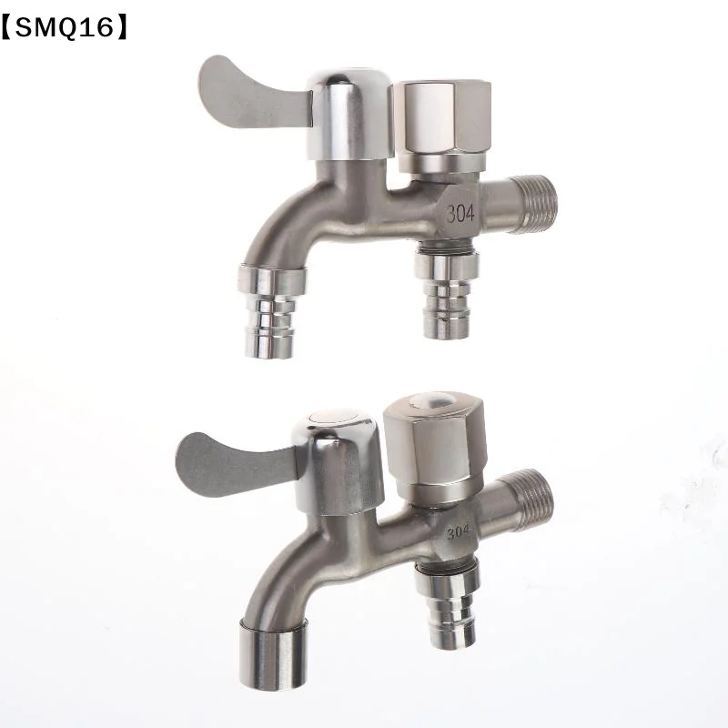 304 Stainless Steel Faucet Double Outlet Dual Control Water Tap One In Two Out Faucet 1/2
