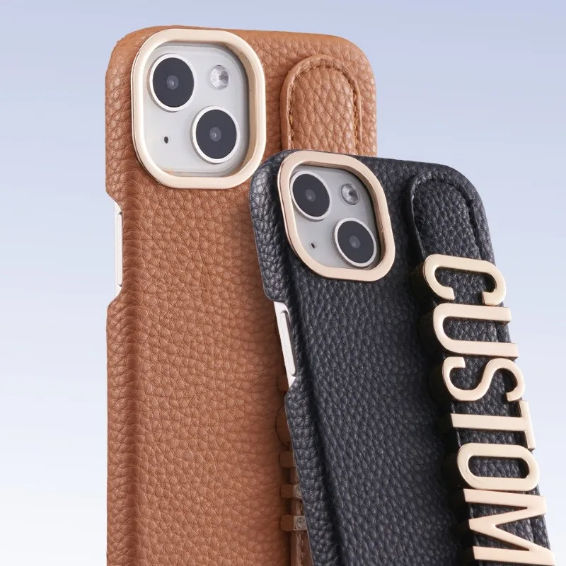 Custom Personalized Name Letters Leather Phone Case for IPhone 16 15 14 13 12 11 Pro Max Breathable Protector Cover