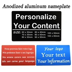 Custom Anodized Aluminum Metal Signage Enterprise ID Plate House Address Email Square Rectangular Plaque Equipment Nameplate