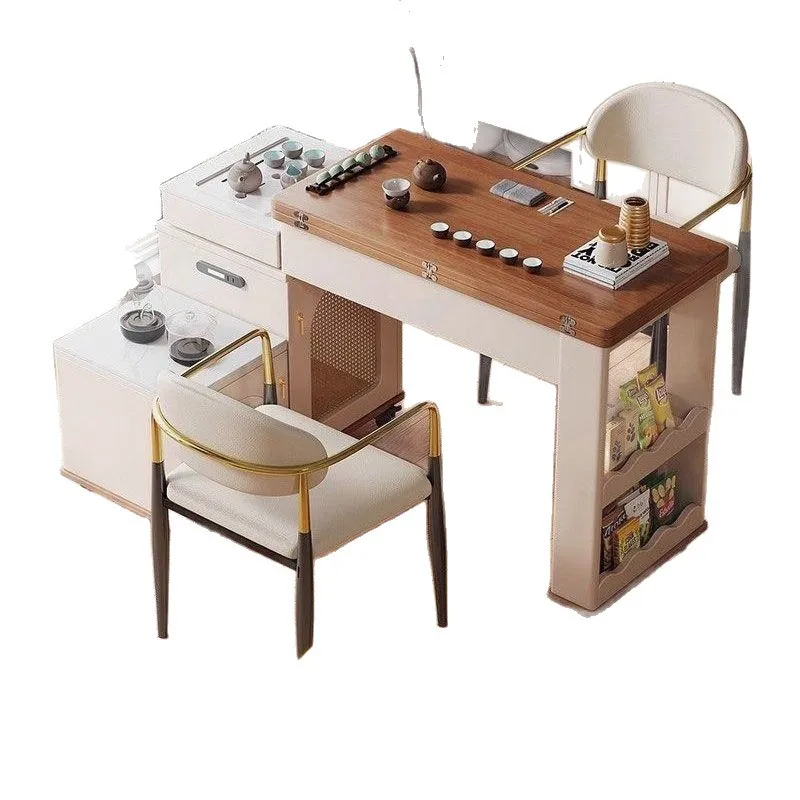 Movable coffee table Tea cart Multifunctional 360-degree rotation Small apartment with kettle Household telescopic folding tea t