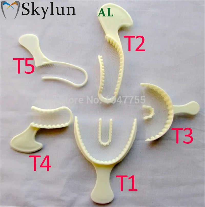 

50PCS Impression tray with net Impression Tray 3-in-1 Dental disposable Impression Bite Registration Trays dental material SL515