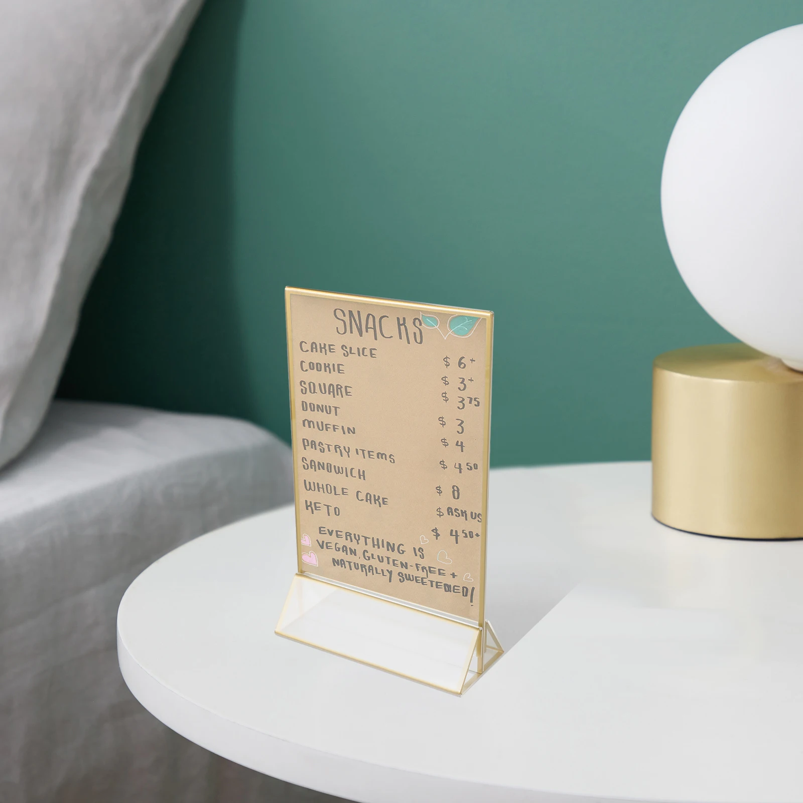 

2 Pcs Acrylic Desk Easel Stand for Sign Display Catering Brand Frame Clear Paper Picture Stands Holder Table