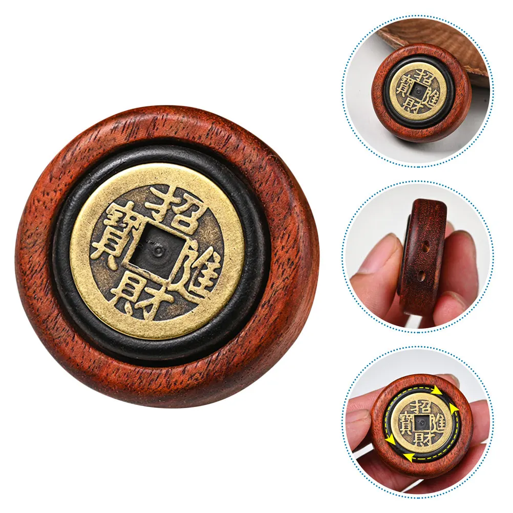 

Purple Sandalwood Copper Coin Handle Craft Ornament Wood Copper Desktop Decor For Office Home Car Mini Statue Small Sculpture