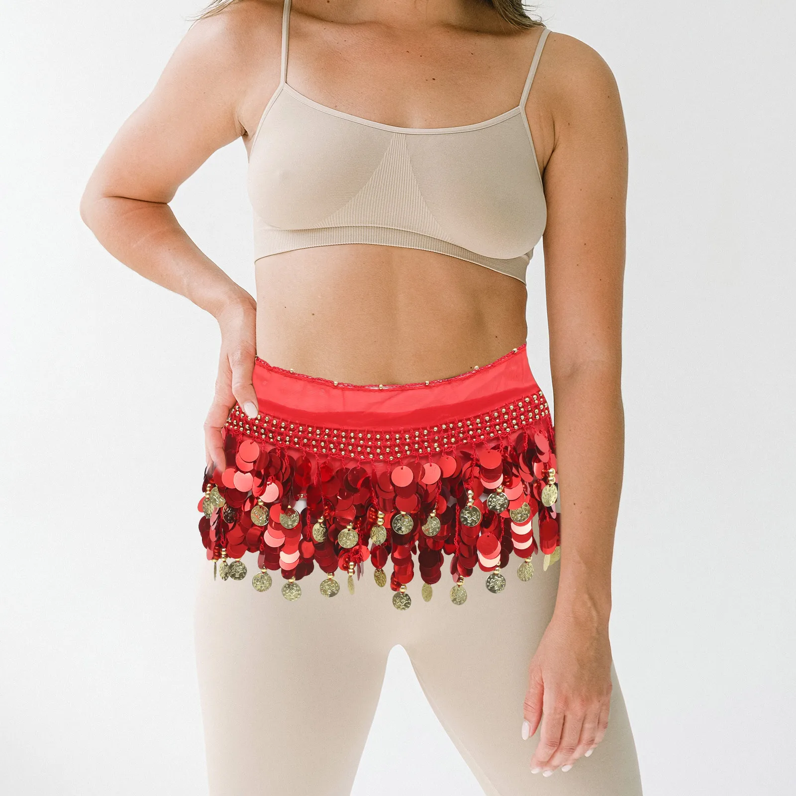 الترتر الرقص وشاح الورك قابل للتعديل الخصر سلسلة الرقص الشرقي تنورة زي أداء الحفلات ملحق تنورة رقص