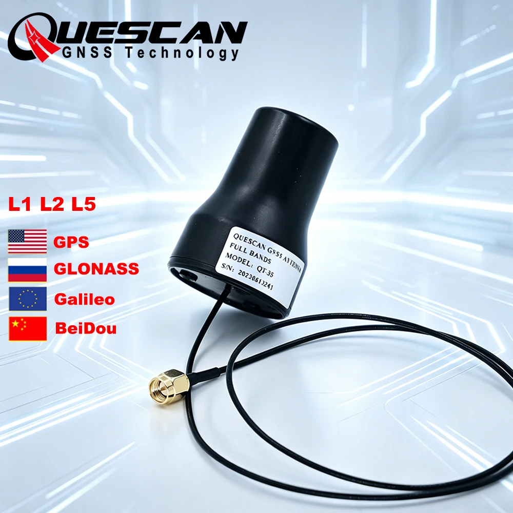 

QUESCAN QT35 All-band L1L2L5 RTK GPS GNSS Antenna for DJI T16 T20 GPS ZED-F9P NEO-F10N ZED-X20P Active Helical GNSS Antenna RTK