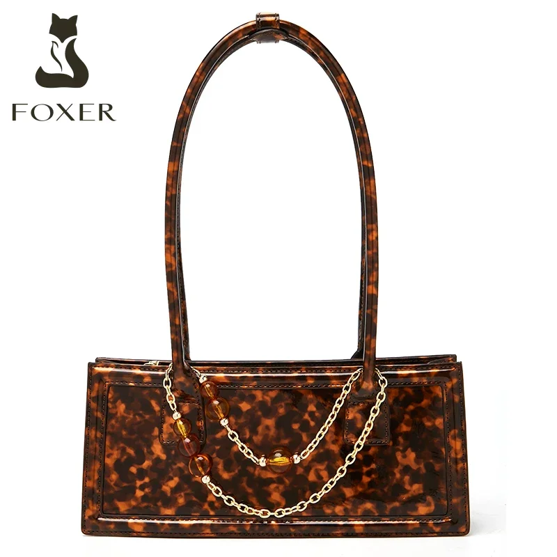 

FOXER Brand Vegan PU Leather Lady Zipper Shoulder Bag Women's Stylish Rectangular Armpit Bags Elegant Chic Design Female Handbag