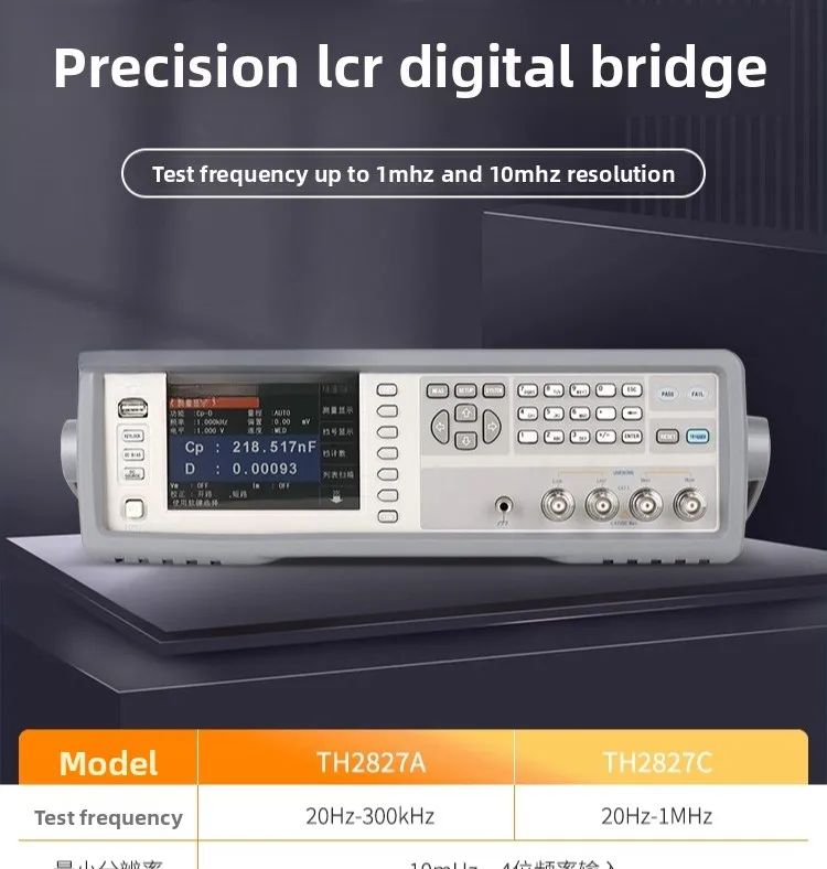 Precisão LCR Digital Bridge TH2827C Ponte de alta frequência 1MHz Indutor de resistência de capacitância