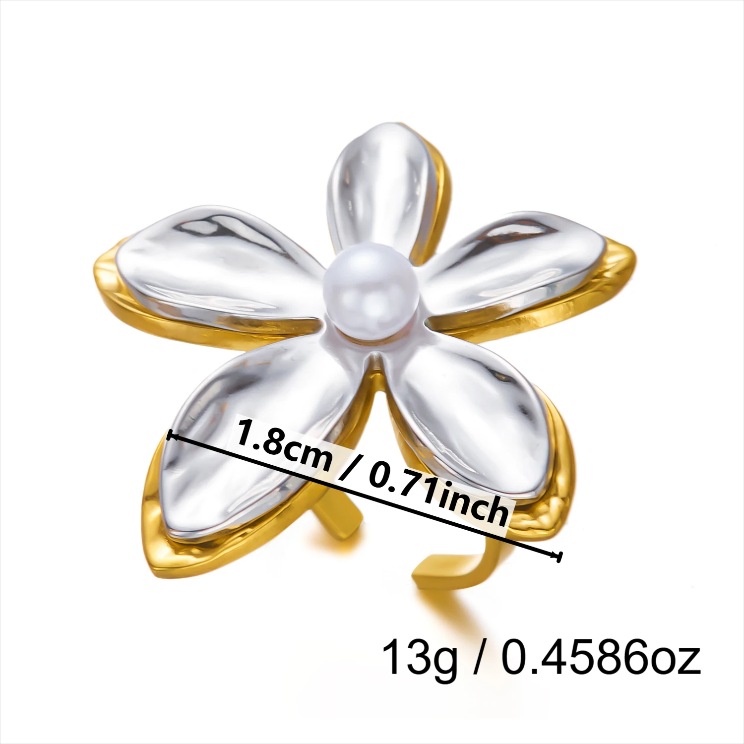 Einzigartige Edelstahl-Perlen-Blumenringe für Damen und Herren, Punk Hip-Hop Geometrische Unregelmäßige Fingerringe, Anlaufbeständiger Schmuck – Detail 12