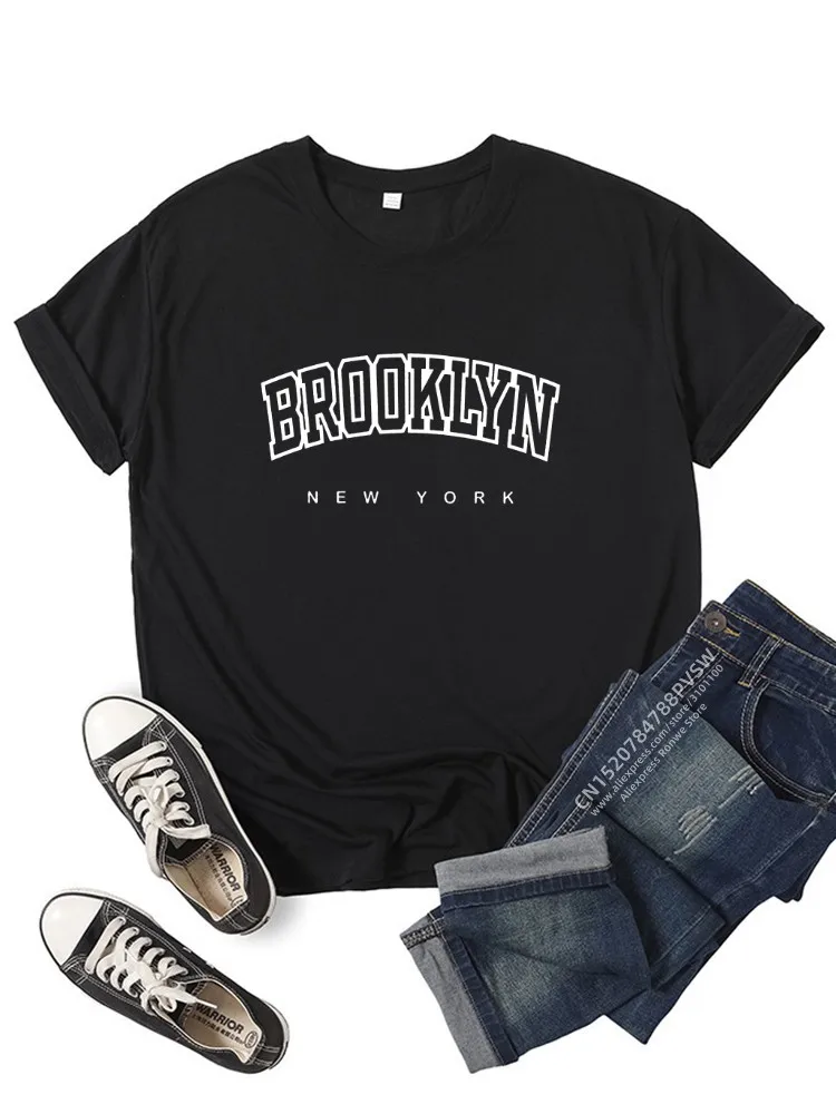 Brooklyn New York Los Angeles Women T Shirt Girl Graphic Print Fashion Harajuku 2023 Streewear Clothes Causal Female Y2K Top Tee