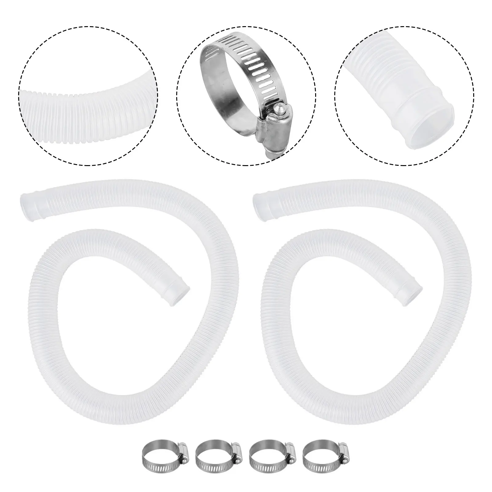 2pcs Inflatable Spa Pool Hose INTEX-Hose 1-1/4 Inch Accessory Hose For 300/330/530/1000 Gallon Pool Pumps Replacement Parts