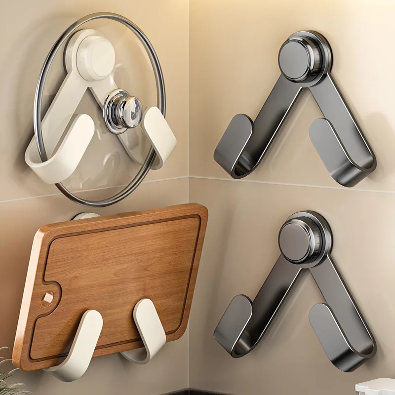 

Rotatable pot lid storage rack with suction cup, foldable wall chopping board storage rack, suitable for restaurant home kitchen