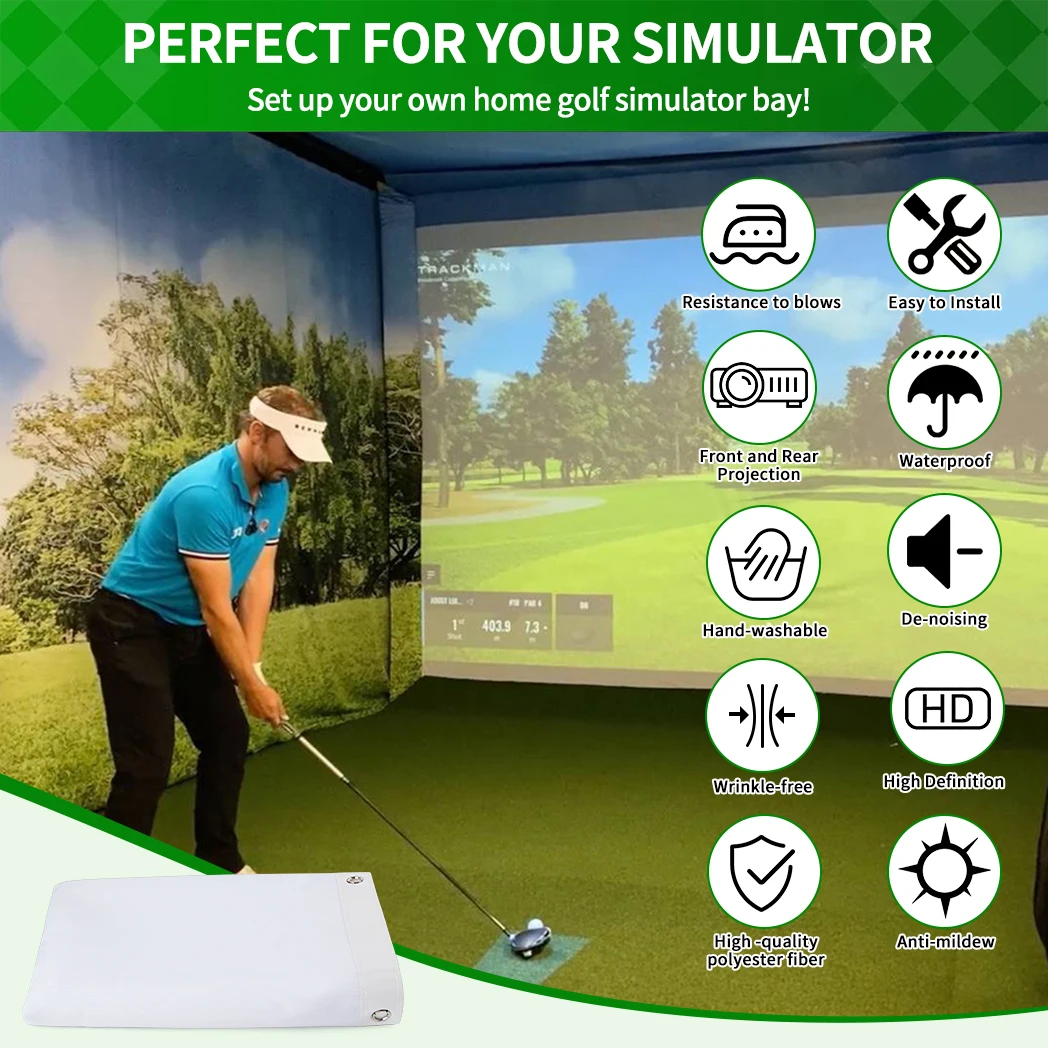 Caiton HD Golf Simulator Impact Screen – Double-Layer, Silent, Durable, 4 Sizes, Indoor & Outdoor, Training Projection Screen