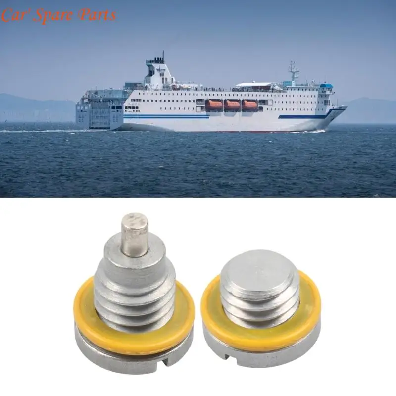 Y4UA Marine Drain Screw Replacement Set 2 Pack Threaded Metal Hardware with and Extended Head Pieces, for Lower Unit