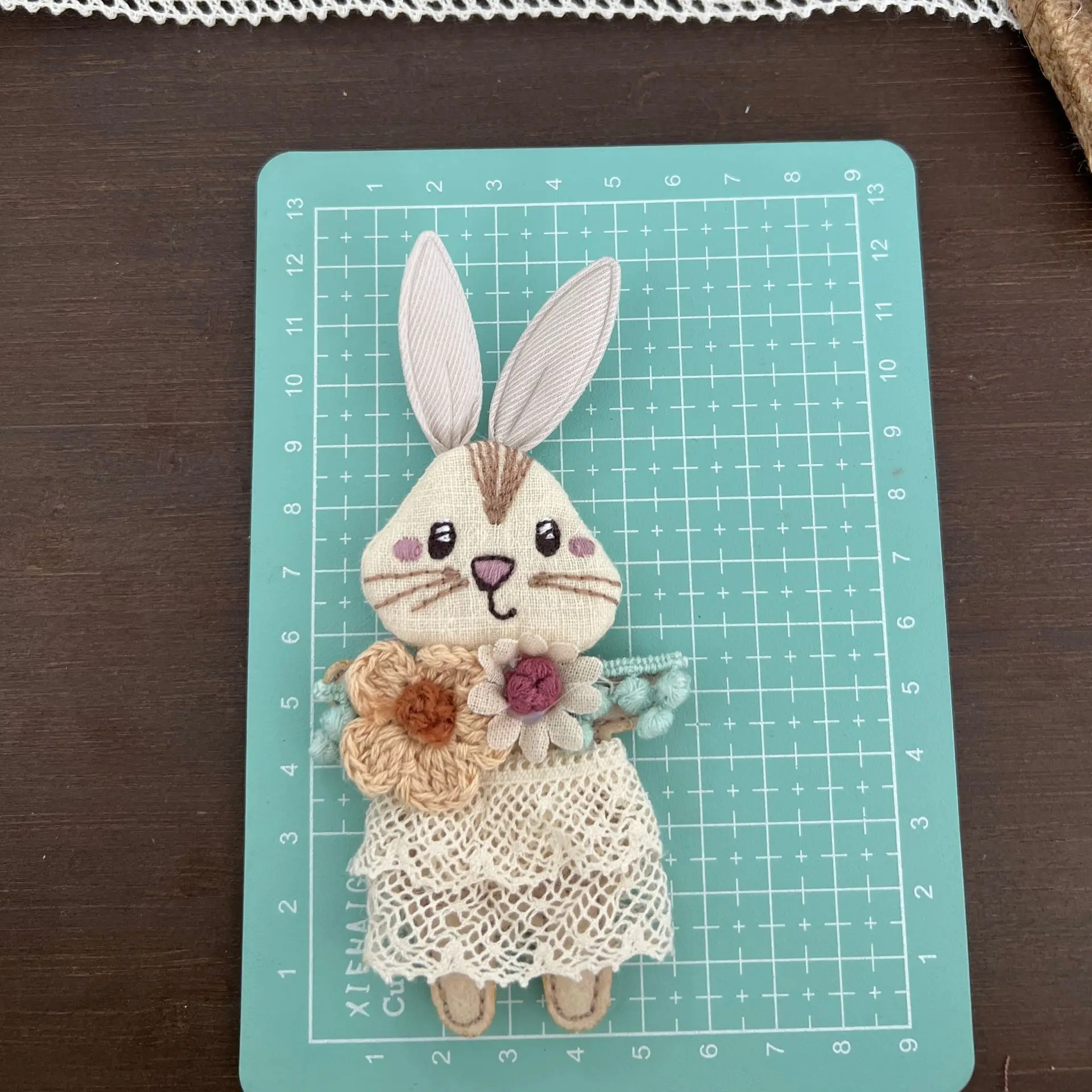 Fabric Brooch  New Korean Forest Fabric Rabbit Lace Patch Kids Clothing Brooch Bag Embellishment DIY Accessory For Children - view 4
