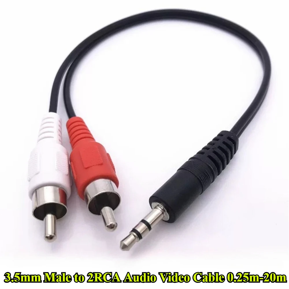 3.5mm Male to 2 RCA Male Audio Video Cable Stereo Y Splitter Cable AV Adapter 2RCA Cord Wire For DVD TV VCR PC Phone Speaker